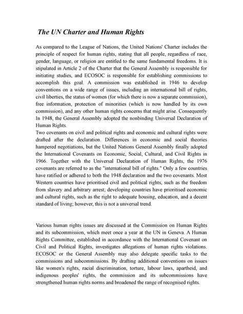 The UN Charter and Human Rights - It is stipulated in Article 2 of the ...