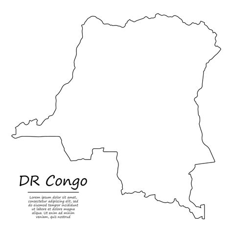 Simple outline map of DR Congo, silhouette in sketch line style 21821215 Vector Art at Vecteezy