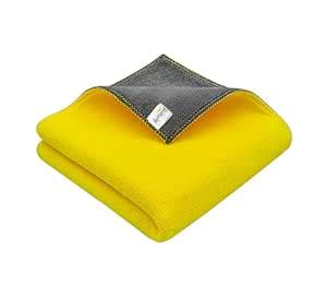 SOFTSPUN 900 GSM, Microfiber Cloth 40x40 Cms 1 Piece Yellow+Grey Towel ...