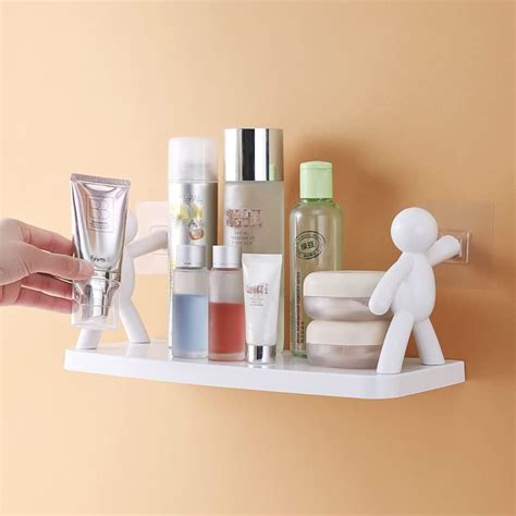 JIALTO Plastic 1 Pcs Self Adhesivecute Wall Hanging Bathroom Storage ...