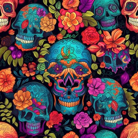 Dia de los muertos skull wallpaper | Premium AI-generated image