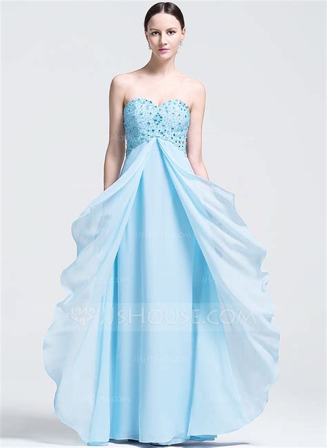 Empire Sweetheart Floor-Length Chiffon Evening Dress With Beading ...