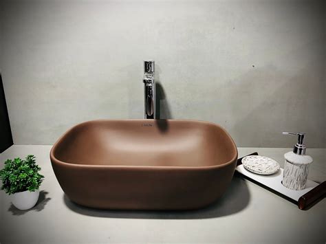 DELTA Designer Ceramic Wash Basin Matt(Chocolate Brown)with Waste Pipe ...