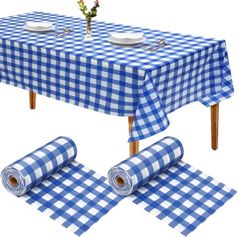 Amazon.com: Preboun 2 Pcs 40 Inch x 100 Feet Blue and White Gingham ...