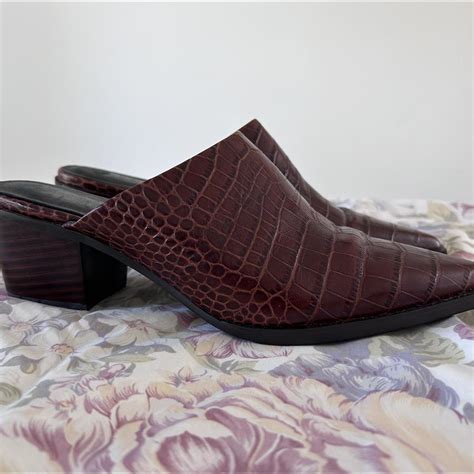 Alias Mae Mules in Brown Crocodile leather size 40 -... - Depop