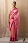 Buy Pink Silk, Chanderi Saree With Running Blouse For Women by Priyanka ...
