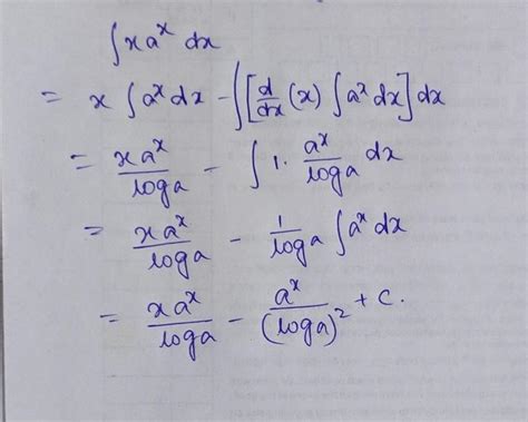 click on question for full questionor integration of xa^x dx or ...