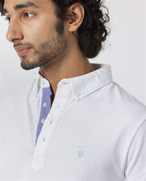 Rare Rabbit Men's Herval White Cotton Fabric Collared Neck Half Sleeve