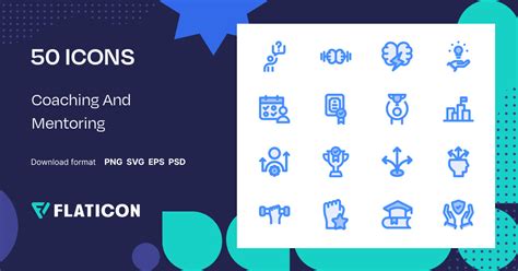 Coaching And Mentoring Icon Pack | Blue | 50 .SVG Icons