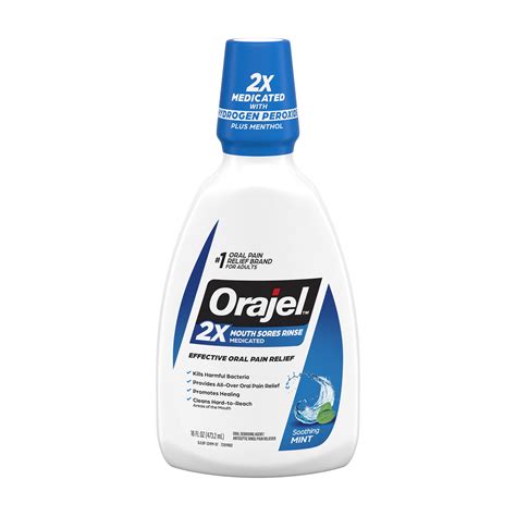 Orajel Antiseptic Mouthwash for Canker Sores, Gum & Dental Pain, Anti ...