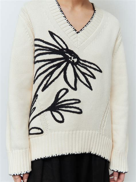 Buy White Ecru 100% Cotton V-Neck Jumper from Next India