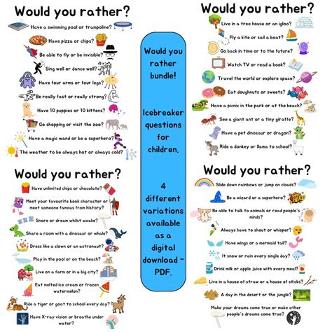 Children Icebreaker Questions | Would You Rather Game | Would You ...
