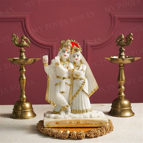 Buy Marble Radha Krishna Idol for Gift/Puja Online in India - Mypoojabox.in