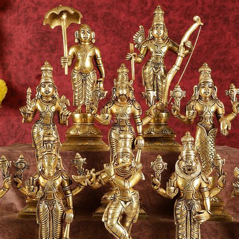 Brass Vishnu Dashavatar idols set 10 inch Superfine – Budhshiv.com