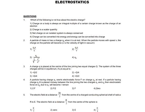 Questions on electrstatics - Plus two physics - Studocu