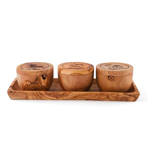 Handmade Wooden Spice Rack. Wooden Salt Cellars - Artisraw