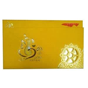 VCC Ganesha Design Hindu Marriage Invitation Card in Yellow & Golden ...