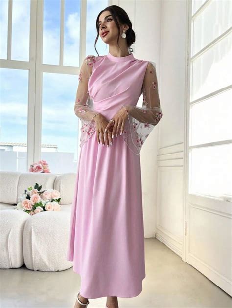 Firerie Women's Elegant High-Waist A-Line Dress With Pleated ...