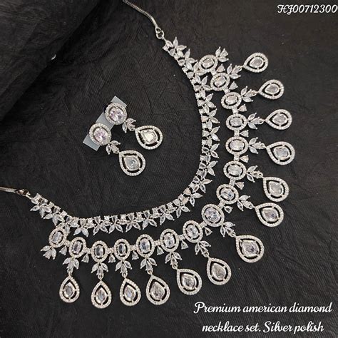 Heera Jewellers Silver Plated American Diamond Necklace Set – JewelEMarket