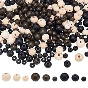 PH PandaHall PH PandaHall About 425pcs 7~12mm 3 Color Dyed Round Wood ...