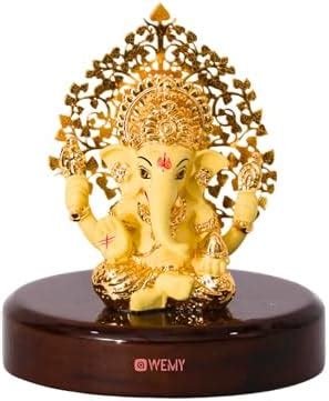 Gold Art India Ceramic Pagdi Ganesh Idol For Car Dashboard Small ...
