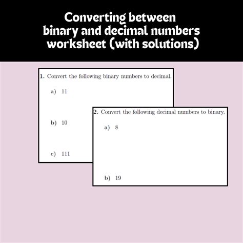 Image result for Binary Conversion Worksheet