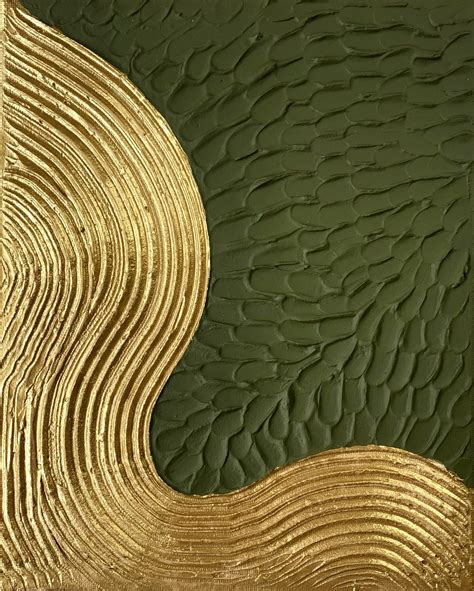 Large thick texture original abstract art olive green and gold painting ...