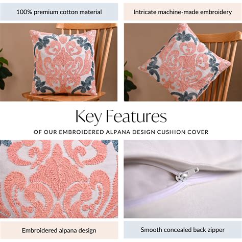 Embroidered Alpana Design Cushion Cover 16x16 Inch Online - Premium ...