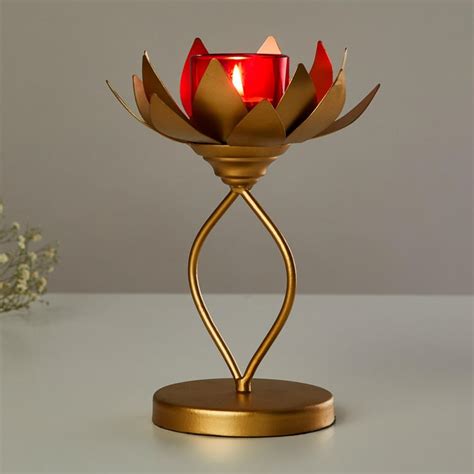 Buy Corsica Kamal Glass T-Light Holder with Metal Stand from Corsica by ...