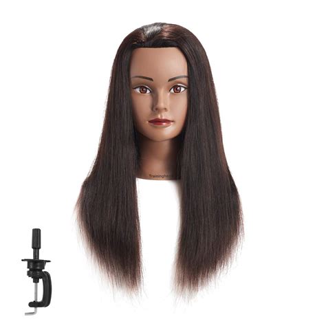 Training Head: 20-22 Inch 100% Human Hair Female Cosmetology Mannequin ...