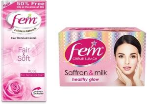 Fem hair removal cream rose for sensetive skin 60g and saffron and milk ...