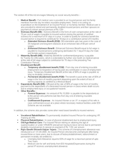 ESI Benefits - pfa - The section 46 of the Act envisages following six ...