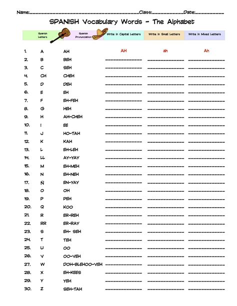 Spanish Grooming & Hygiene Vocabulary Word List Column Worksheet | Made ...