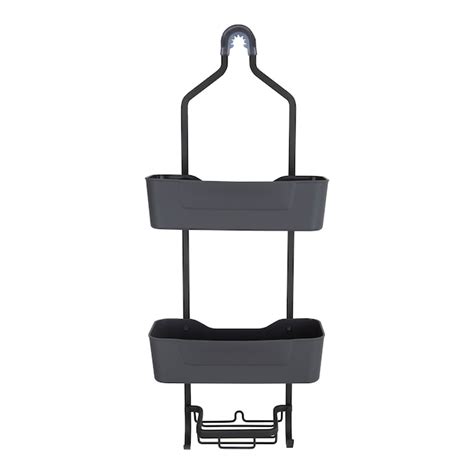 Bath Bliss Grey Aluminum 2-Shelf Over The Showerhead Hanging Shower ...