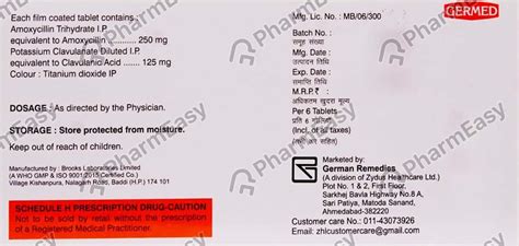 Augmed 375mg Strip Of 6 Tablets: Uses, Side Effects, Price & Dosage ...