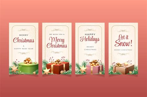 Realistische sammlung von instagram-geschichten zur weihnachtszeit ...
