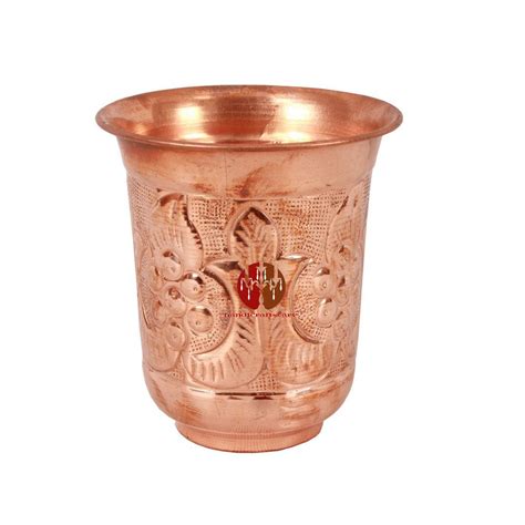 Handicraftscart Copper Glass Akbari floral volume 300 ml (size- 4 x 3 x ...