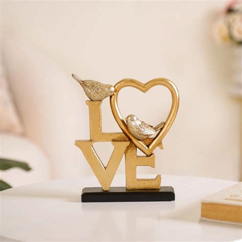 Love Birds Table Showpiece Gold Online - Premium Decor Object | Nestasia