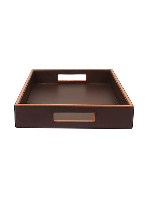 Morgan Brown & Tan Leatherite Tray – Sammsara