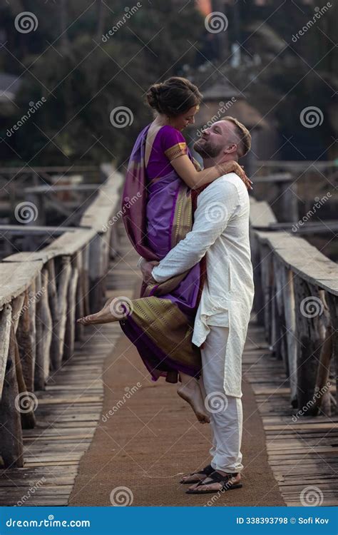 Wedding of a Couple from Europe in India. a Light Skinned Man in a ...