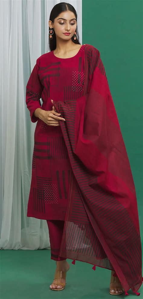 Maroon Cotton Stripe Print Dupatta – BANANA labs