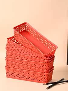 Market 99 Small Plastic Multipurpose Storage Basket (Set Of 6, Solid ...