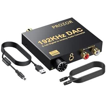 PROZOR DAC Audio Converter 192kHz Support Optical Coaxial to RCA L/R 3 ...