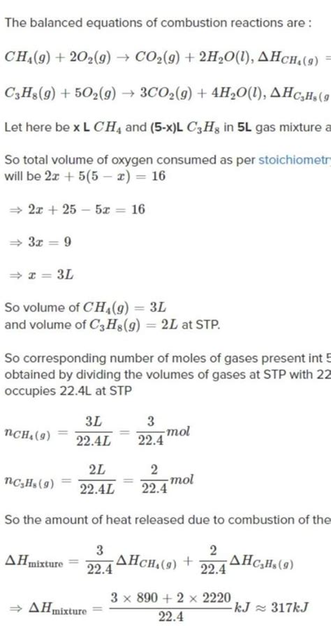 When 5 litres of a Gas mixture of methane and propane is perfectly ...