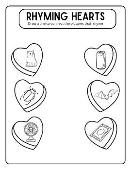 Rhyming Heart Match by mom-sanity | TPT