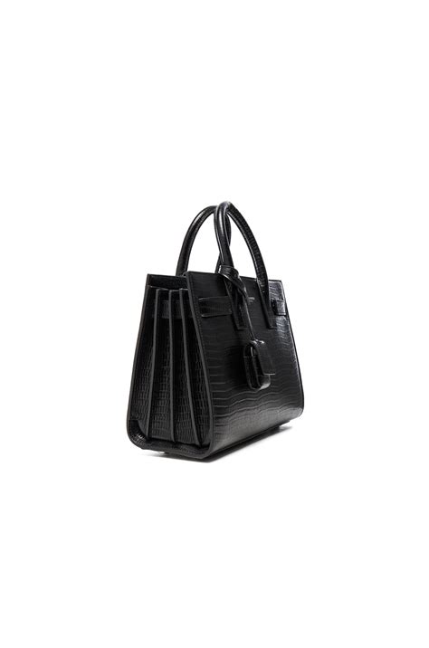 Saint Laurent Nano Lizard Effect Sac De Jour in Black | FWRD