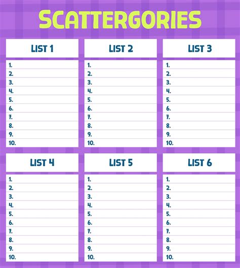 Scattergories Score Sheets - 10 Free PDF Printables | Printablee