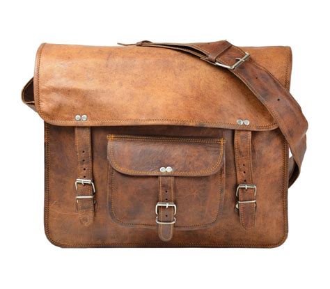 pranjals house Brown Leather Laptop Satchel Messenger Bag for Men ...