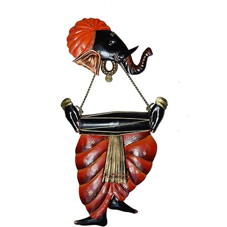 eCraftIndia Lord Ganesha Playing Sitar Wrought Iron Wall Hanging (20 cm ...