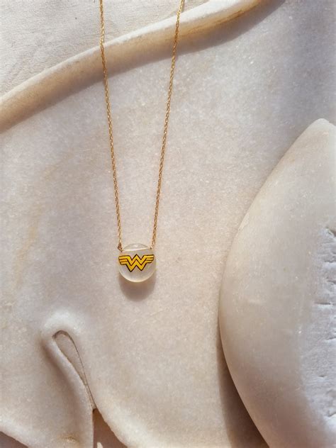 Wonder Woman Hand Painted on a white moonstone pendant jewelry for ...
